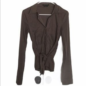 Bcbgmaxazria vintage long sleeve front tie top